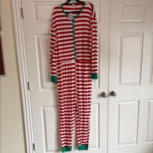 Red and White Striped Onesie Matching Family ChristmasPajamas NWT Var Sizes
